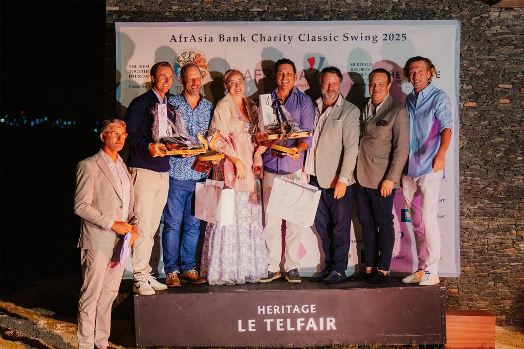 The prize ceremony at the inaugural AfrAsia Bank Charity Classic Swing